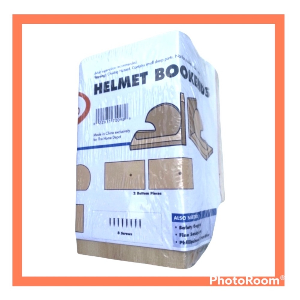 2/$30 Wooden Helmet Bookends by Home Depot Wood Building Kit for Kids